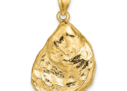 14K 3-D Textured Oyster Shell Charm, 27 x 17.3mm