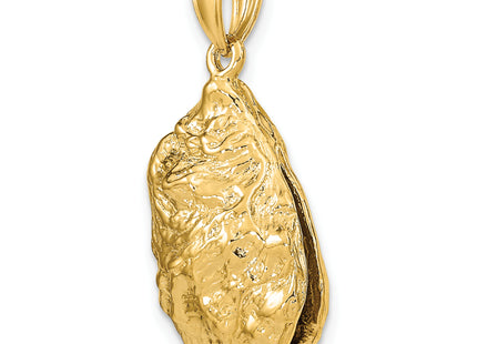 14K 3-D Textured Oyster Shell Charm, 27 x 17.3mm