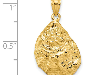 14K 3-D Textured Oyster Shell Charm, 27 x 17.3mm