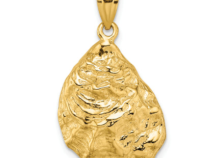 14K 3-D Textured Oyster Shell Charm, 27 x 17.3mm