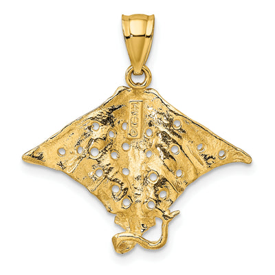 14K Spotted Eagle Ray with Holes Charm, 25 x 25.65mm