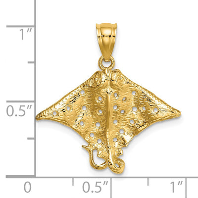 14K Spotted Eagle Ray with Holes Charm, 25 x 25.65mm