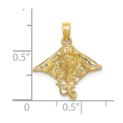 14K Spotted Eagle Ray with Holes Charm, 19 x 18.25mm