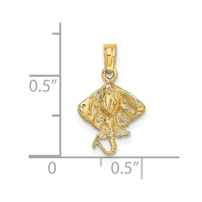 14K Stingray Charm, 17 x 11mm