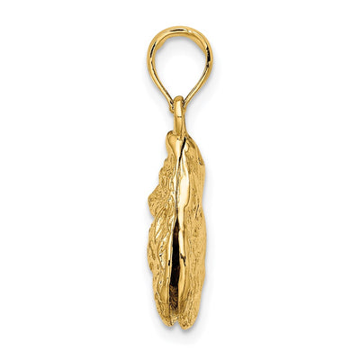 14K 3-D Textured Oyster Shell Charm, 21 x 13mm