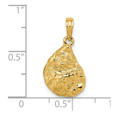 14K 3-D Textured Oyster Shell Charm, 21 x 13mm