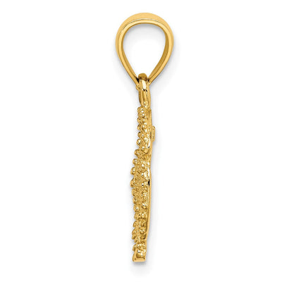 14K Starfish on Sand Dollar Charm, 20 x 13.5mm