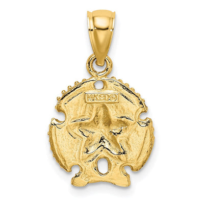 14K Starfish on Sand Dollar Charm, 20 x 13.5mm