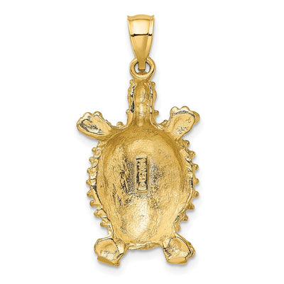 14K Land Turtle Charm, 35 x 16.18mm