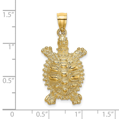 14K Land Turtle Charm, 35 x 16.18mm
