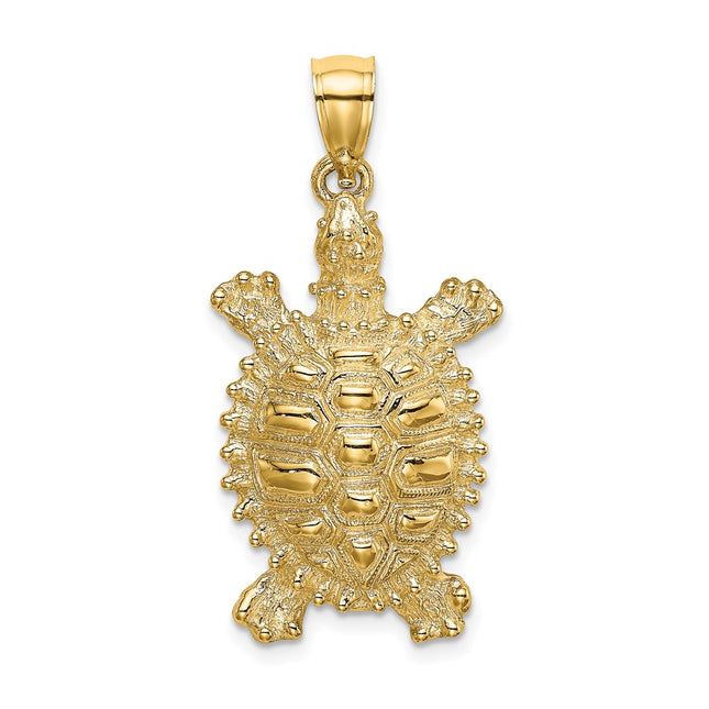 14K Land Turtle Charm, 35 x 16.18mm
