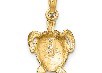 14K Textured Sea Turtle Charm, 23 x 11.65mm