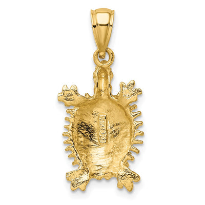14K Land Turtle Charm, 27 x 12.5mm