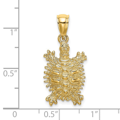 14K Land Turtle Charm, 27 x 12.5mm