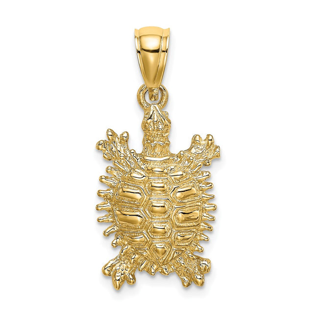 14K Land Turtle Charm, 27 x 12.5mm