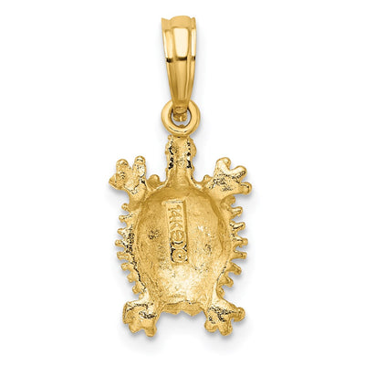 14K Land Turtle Charm, 21 x 9.7mm