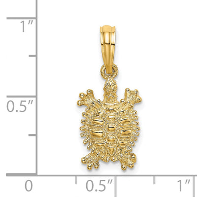 14K Land Turtle Charm, 21 x 9.7mm