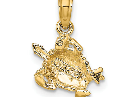 14K Textured Sea Turtle Charm, 16 x 11.85mm