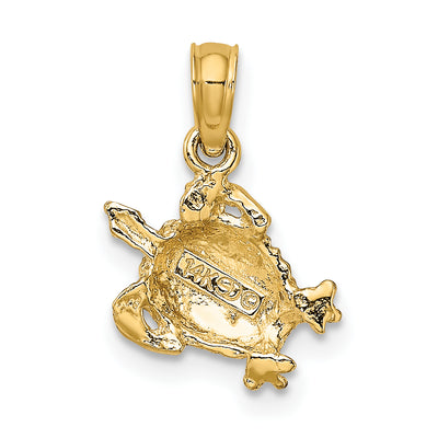 14K Textured Sea Turtle Charm, 16 x 11.85mm