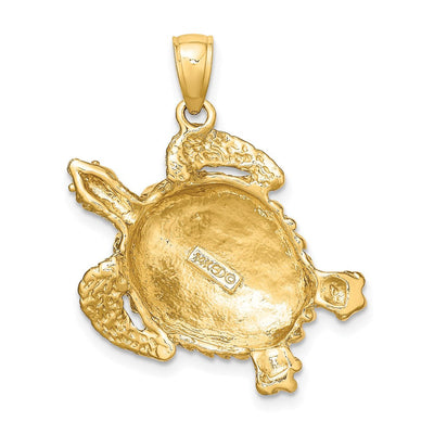 14K Textured Sea Turtle Charm, 30 x 26.4mm