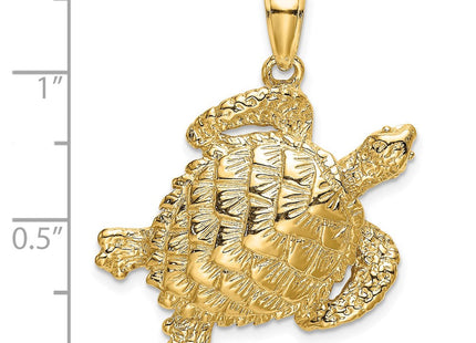 14K Textured Sea Turtle Charm (Style K7652)