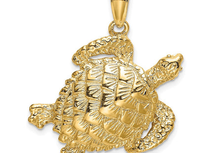14K Textured Sea Turtle Charm (Style K7652)