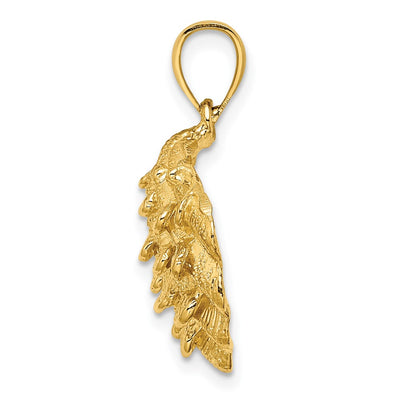 14K Textured Oyster Shell Charm, 22 x 16.9mm