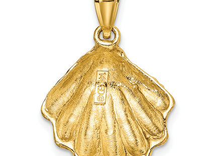 14K Textured Oyster Shell Charm, 22 x 16.9mm