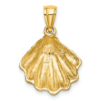 14K Textured Oyster Shell Charm, 22 x 16.9mm