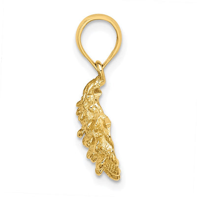 14K Textured Oyster Shell Charm, 17 x 12.6mm