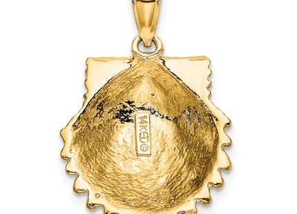 14K Textured Scallop Shell Charm, 25 x 17.7mm