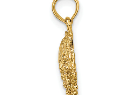 14K Textured Scallop Shell Charm, 16 x 10.7mm