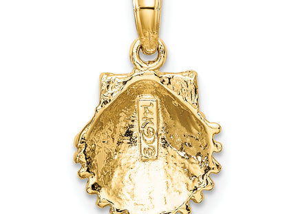 14K Textured Scallop Shell Charm, 16 x 10.7mm