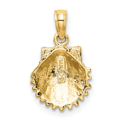 14K Textured Scallop Shell Charm, 16 x 10.7mm
