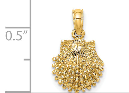 14K Textured Scallop Shell Charm, 16 x 10.7mm