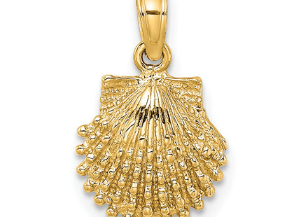 14K Textured Scallop Shell Charm, 16 x 10.7mm
