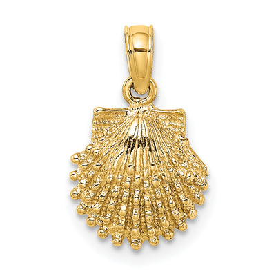 14K Textured Scallop Shell Charm, 16 x 10.7mm