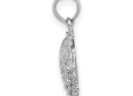 14K White Gold Textured Scallop Shell Charm (Style K7656W)