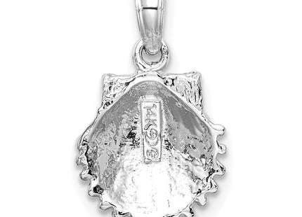 14K White Gold Textured Scallop Shell Charm (Style K7656W)