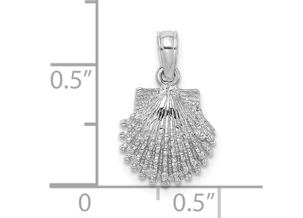 14K White Gold Textured Scallop Shell Charm (Style K7656W)