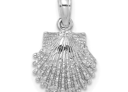 14K White Gold Textured Scallop Shell Charm (Style K7656W)