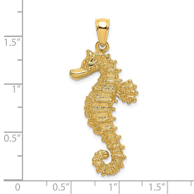 14K Textured Seahorse Charm, 25.15 x 11.15mm