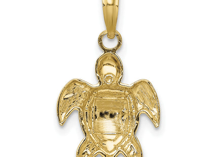 14K Textured Sea Turtle Charm, 14.3 x 12.7mm