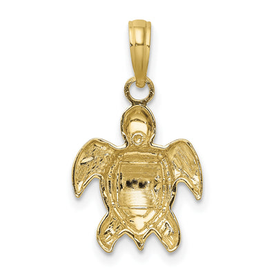 14K Textured Sea Turtle Charm, 14.3 x 12.7mm