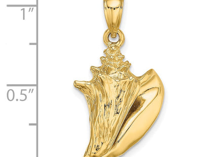 14K 3-D Conch Shell Charm, 38 x 29.1mm