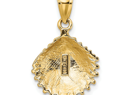 14K Textured Scallop Shell Charm, 19 x 14.8mm