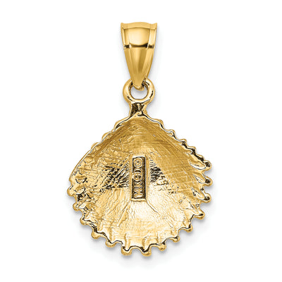 14K Textured Scallop Shell Charm, 19 x 14.8mm