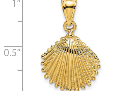 14K Textured Scallop Shell Charm, 19 x 14.8mm