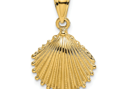 14K Textured Scallop Shell Charm, 19 x 14.8mm