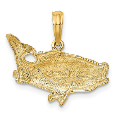 14K Textured Scallop Shell Charm, 19 x 14.8mm